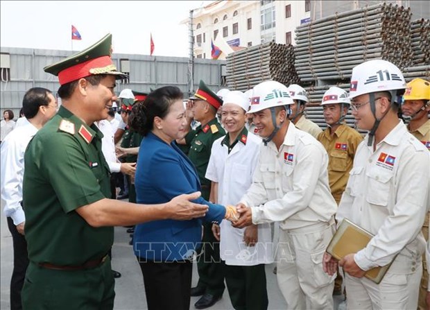 Top legislator visits construction site of Lao NA House, Vientiane province